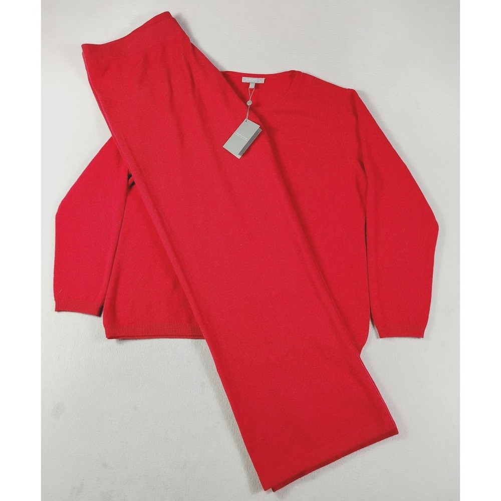 Neiman Marcus Cashmere Collection Sweater Pants Set Womens 2X Red Cashmere